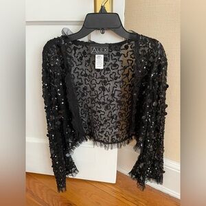 Alex Evenings Black Sheer Sequin Shrug